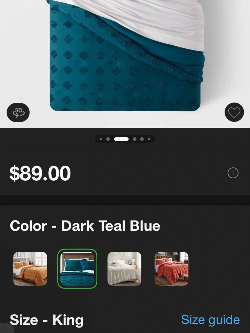 Threshold King Dark Teal Tufted Diamond Duvet Cover Set New